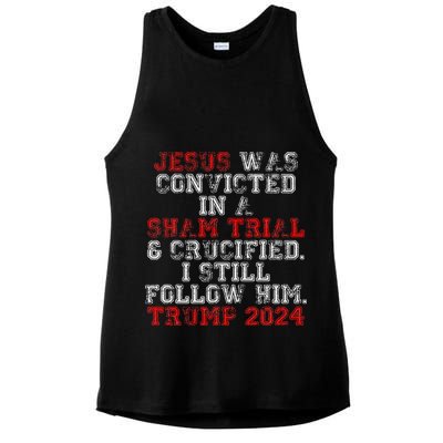 Trump 2024 Jesus Was Convicted Convict Felon President Ladies PosiCharge Tri-Blend Wicking Tank