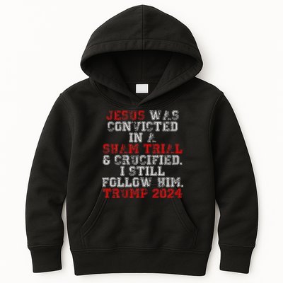 Trump 2024 Jesus Was Convicted Convict Felon President Kids Hoodie