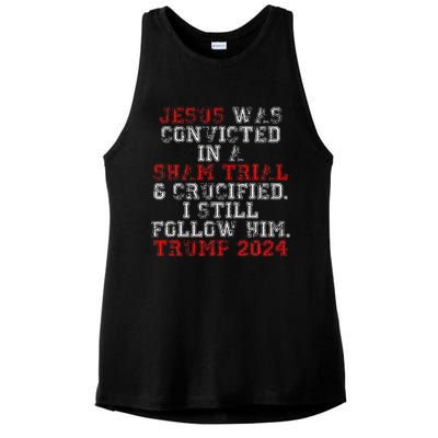 Trump 2024 Jesus Was Convicted Convict Felon President Vote Ladies PosiCharge Tri-Blend Wicking Tank