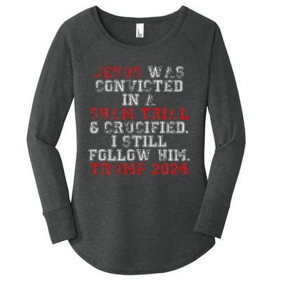 Trump 2024 Jesus Was Convicted Convict Felon President Vote Women's Perfect Tri Tunic Long Sleeve Shirt