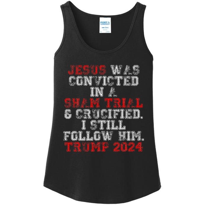 Trump 2024 Jesus Was Convicted Convict Felon President Vote Ladies Essential Tank