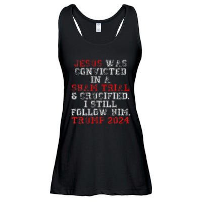 Trump 2024 Jesus Was Convicted Convict Felon President Vote Ladies Essential Flowy Tank