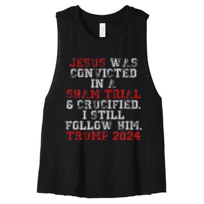 Trump 2024 Jesus Was Convicted Convict Felon President Vote Women's Racerback Cropped Tank