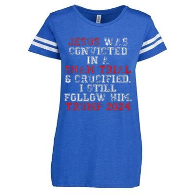 Trump 2024 Jesus Was Convicted Convict Felon President Vote Enza Ladies Jersey Football T-Shirt