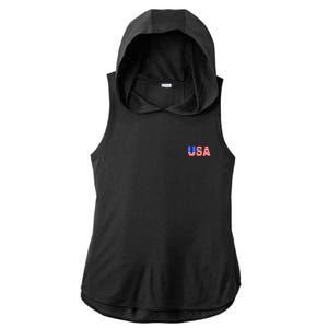 Trump 24 Jersey Style Front Pocket Logo and Back Ladies PosiCharge Tri-Blend Wicking Draft Hoodie Tank