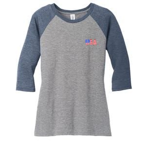 Trump 24 Jersey Style Front Pocket Logo and Back Women's Tri-Blend 3/4-Sleeve Raglan Shirt