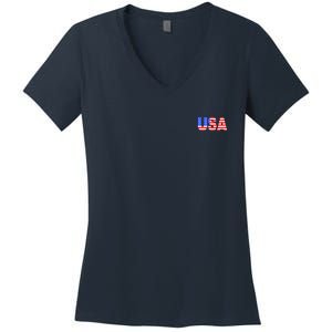 Trump 24 Jersey Style Front Pocket Logo and Back Women's V-Neck T-Shirt