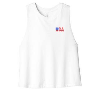 Trump 24 Jersey Style Front Pocket Logo and Back Women's Racerback Cropped Tank