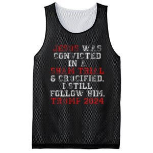 Trump 2024 Jesus Was Convicted Convict Felon Mesh Reversible Basketball Jersey Tank