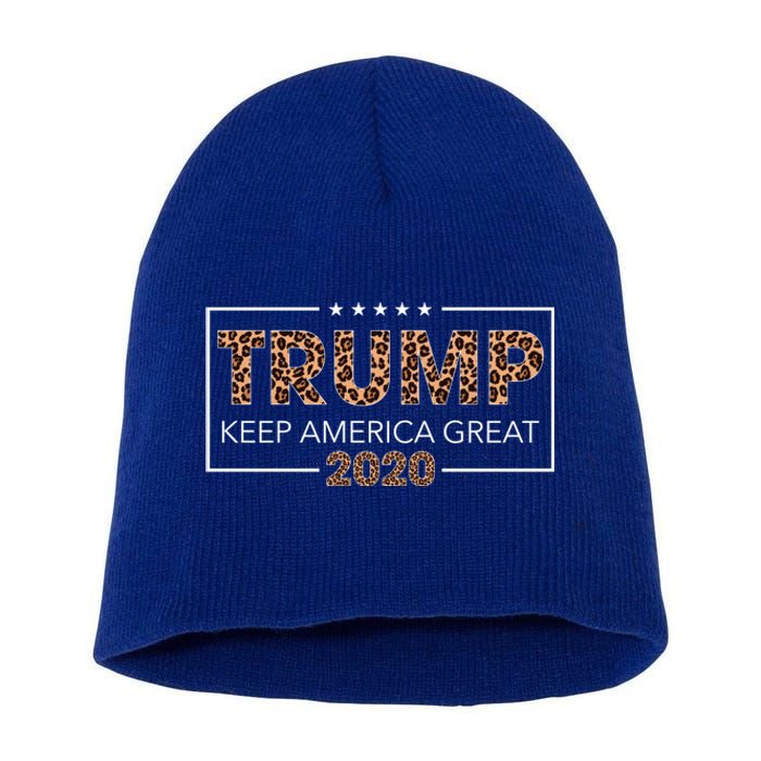 Trump 2020 Keep America Great Leopard Print Gift Gift Short Acrylic Beanie