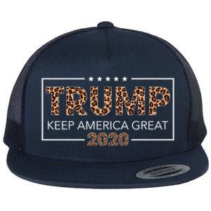 Trump 2020 Keep America Great Leopard Print Gift Gift Flat Bill Trucker Hat