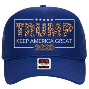 Trump 2020 Keep America Great Leopard Print Gift Gift High Crown Mesh Back Trucker Hat