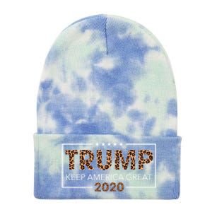 Trump 2020 Keep America Great Leopard Print Gift Gift Tie Dye 12in Knit Beanie