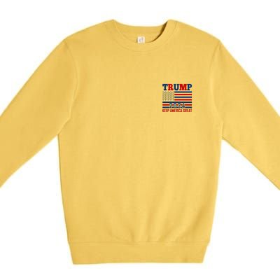 Trump 2024 Keep America Great Usa Flag Front And Back Premium Crewneck Sweatshirt