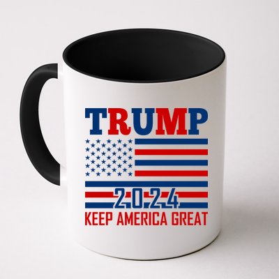 Trump 2024 Keep America Great Usa Flag Front And Back Mug