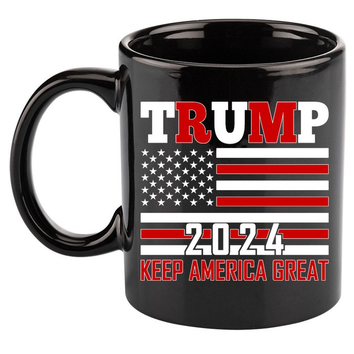 Trump 2024 Keep America Great Usa Flag Front And Back 11oz C Handle Ceramic Mug