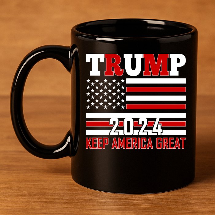 Trump 2024 Keep America Great Usa Flag Front And Back 11oz C Handle Ceramic Mug