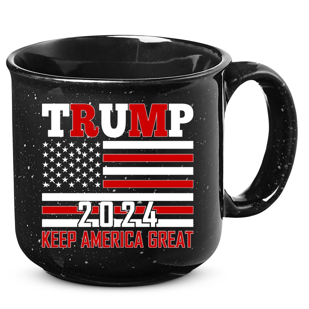 Trump 2024 Keep America Great Usa Flag Front And Back 15oz Campfire Ceramic Mug