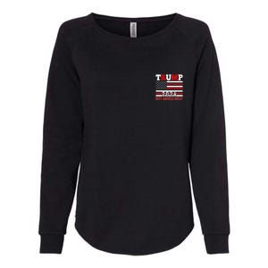 Trump 2024 Keep America Great Usa Flag Front And Back Womens California Wash Sweatshirt