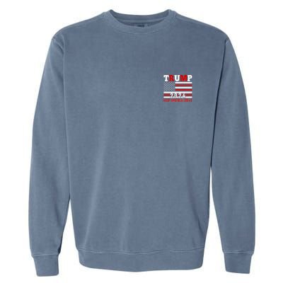 Trump 2024 Keep America Great Usa Flag Front And Back Garment-Dyed Sweatshirt