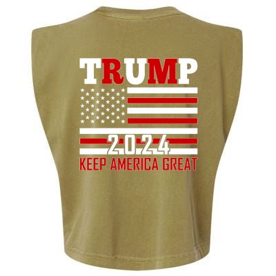 Trump 2024 Keep America Great Usa Flag Front And Back Garment-Dyed Women's Muscle Tee