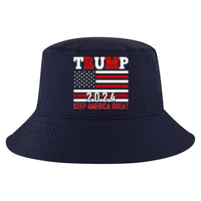 Trump 2024 Keep America Great Usa Flag Front And Back Cool Comfort Performance Bucket Hat