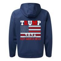 Trump 2024 Keep America Great Usa Flag Front And Back Performance Fleece Hoodie