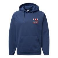 Trump 2024 Keep America Great Usa Flag Front And Back Performance Fleece Hoodie