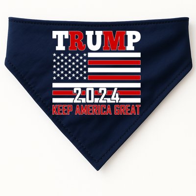 Trump 2024 Keep America Great Usa Flag Front And Back USA-Made Doggie Bandana