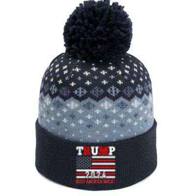 Trump 2024 Keep America Great Usa Flag Front And Back The Baniff Cuffed Pom Beanie