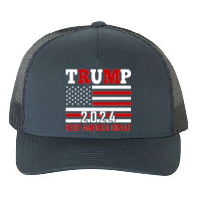 Trump 2024 Keep America Great Usa Flag Front And Back Yupoong Adult 5-Panel Trucker Hat