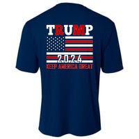 Trump 2024 Keep America Great Usa Flag Front And Back Cooling Performance Crew T-Shirt