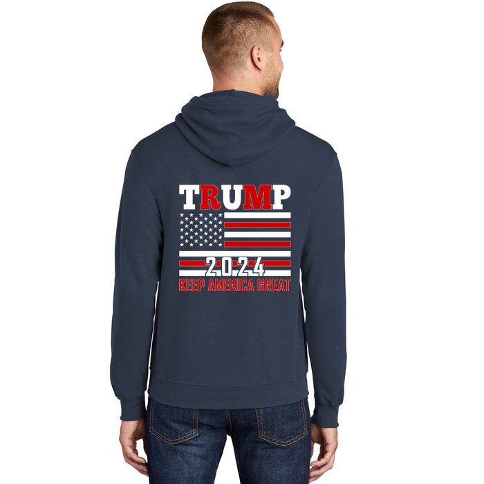 Trump 2024 Keep America Great Usa Flag Front And Back Hoodie