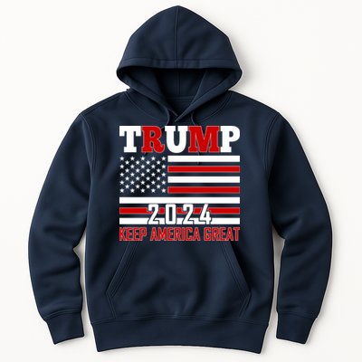 Trump 2024 Keep America Great Usa Flag Front And Back Hoodie