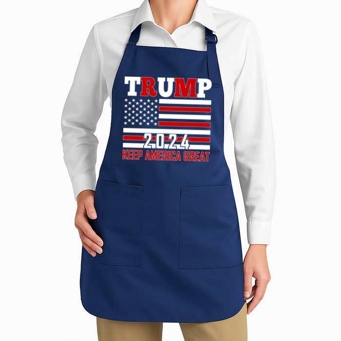 Trump 2024 Keep America Great Usa Flag Front And Back Apron