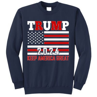 Trump 2024 Keep America Great Usa Flag Front And Back Sweatshirt