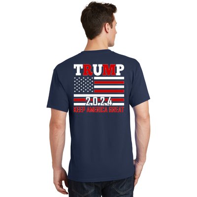 Trump 2024 Keep America Great Usa Flag Front And Back T-Shirt