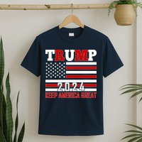 Trump 2024 Keep America Great Usa Flag Front And Back T-Shirt