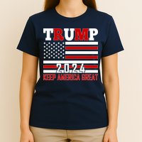 Trump 2024 Keep America Great Usa Flag Front And Back T-Shirt