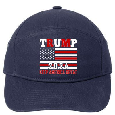 Trump 2024 Keep America Great Usa Flag Front And Back 7-Panel Snapback Hat