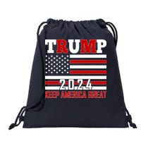 Trump 2024 Keep America Great Usa Flag Front And Back Drawstring Bag
