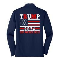 Trump 2024 Keep America Great Usa Flag Front And Back Silk Touch Performance Long Sleeve Polo