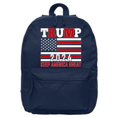 Trump 2024 Keep America Great Usa Flag Front And Back 16 in Basic Backpack