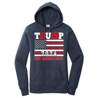 Trump 2024 Keep America Great Usa Flag Front And Back Women's Pullover Hoodie
