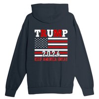 Trump 2024 Keep America Great Usa Flag Front And Back Urban Pullover Hoodie