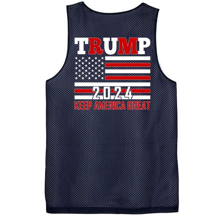 Trump 2024 Keep America Great Usa Flag Front And Back Mesh Reversible Basketball Jersey Tank