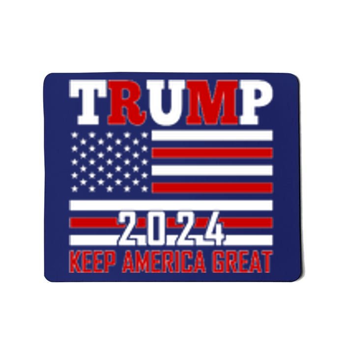 Trump 2024 Keep America Great Usa Flag Front And Back Mousepad