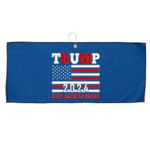 Trump 2024 Keep America Great Usa Flag Front And Back Large Microfiber Waffle Golf Towel