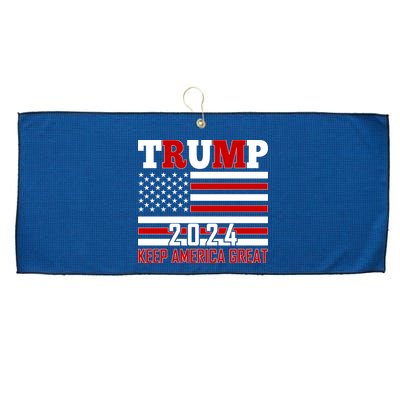 Trump 2024 Keep America Great Usa Flag Front And Back Large Microfiber Waffle Golf Towel