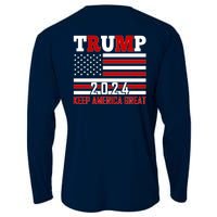 Trump 2024 Keep America Great Usa Flag Front And Back Cooling Performance Long Sleeve Crew